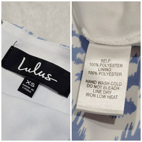 Lulus XS Ikat Shift Dress – Blue & White Boho Mini w/ Back Zip & Lined Finish - Picture 9 of 10